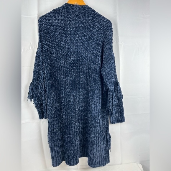 GILI Womens Open Duster Long  Cardigan Sweater Knit Fringe Soft Size L New - Picture 11 of 13